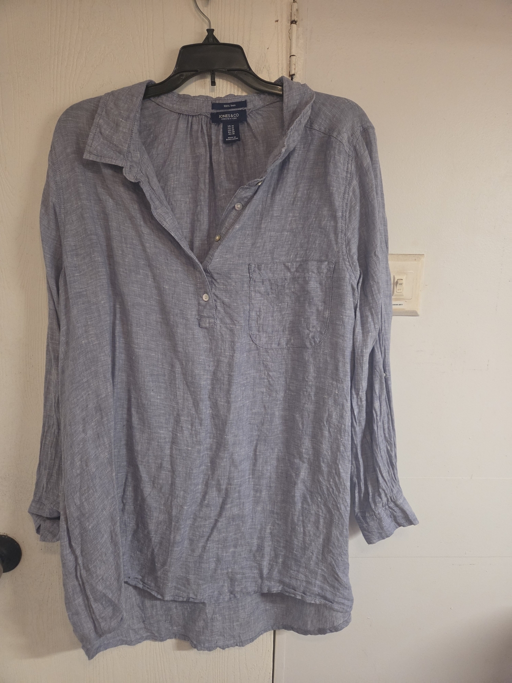 Jones & Co. Light Blue 100% Linen Tunic Top